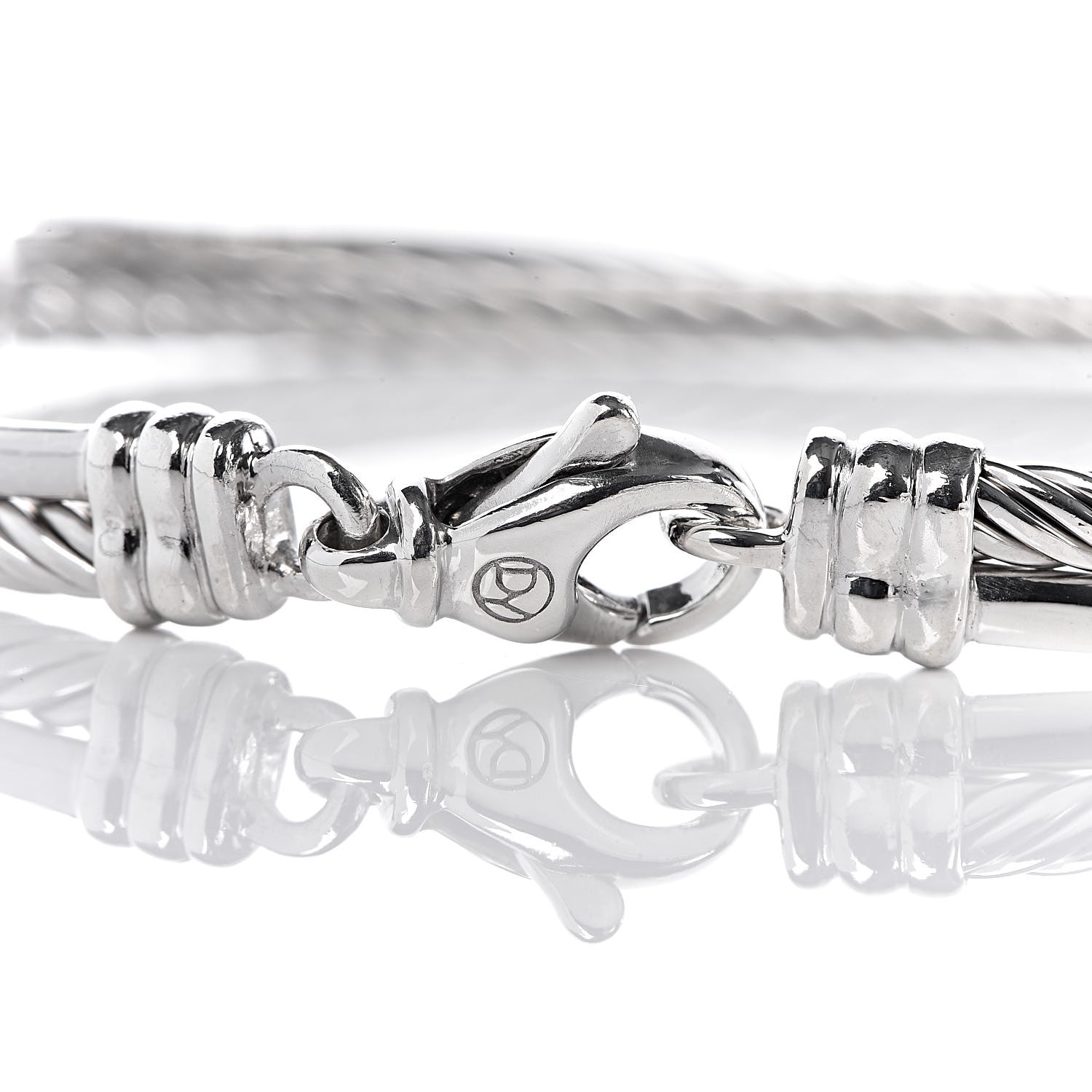 David Yurman Sterling Silver Diamond 3mm Crossover Bracelet 4 of 5