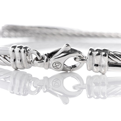 David Yurman Sterling Silver Diamond 3mm Crossover Bracelet 4 of 5