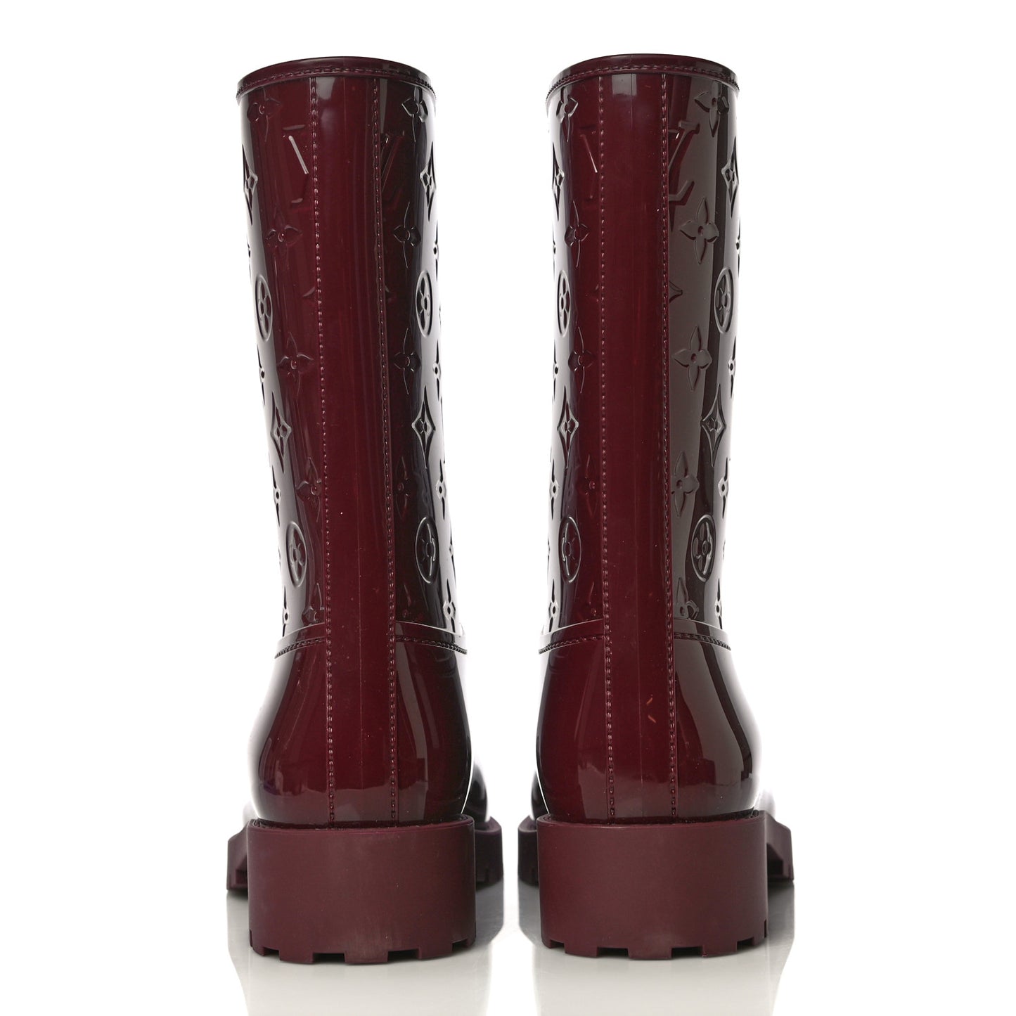 Rubber Embossed Monogram Drops Flat Half Boots 39 Burgundy