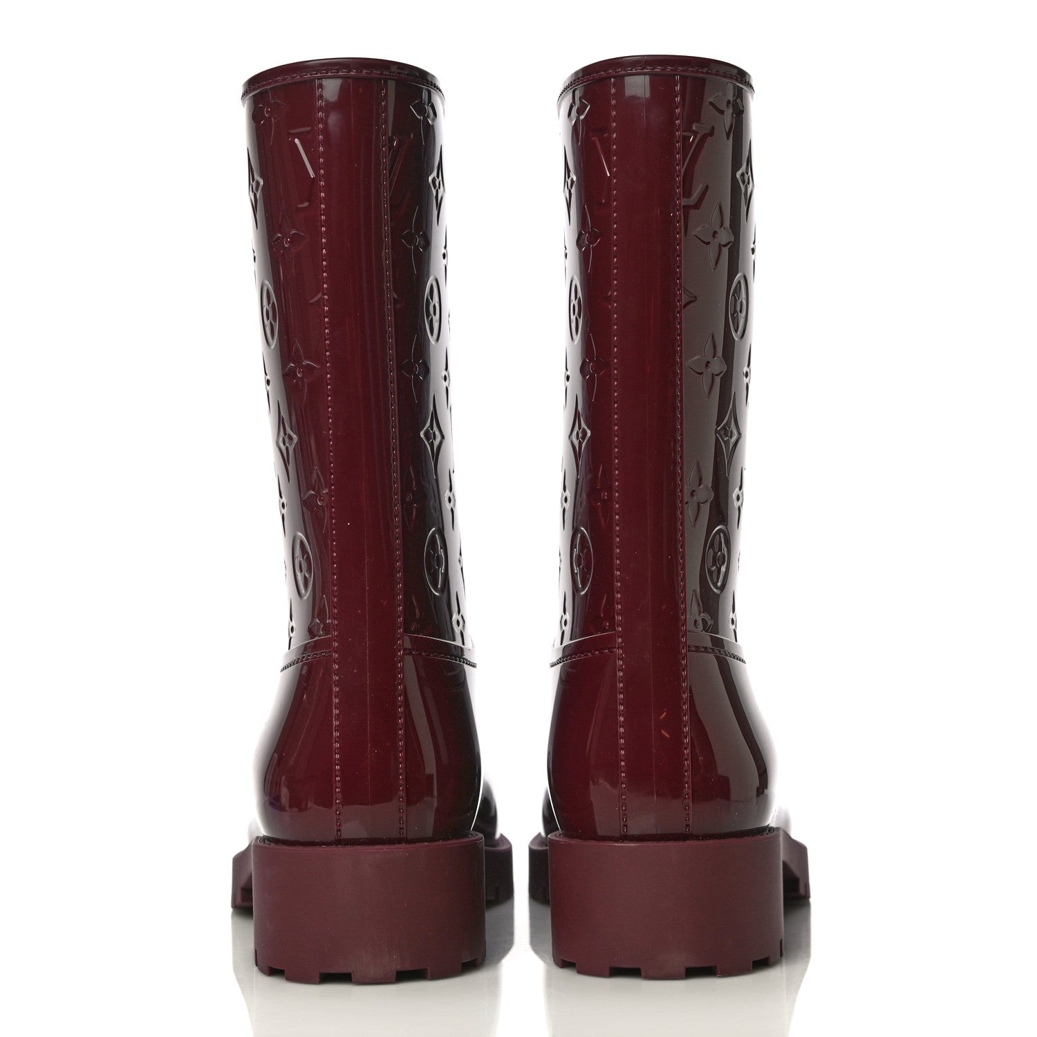 Louis Vuitton Rubber Embossed Monogram Drops Flat Half Boots 39 Burgundy 6 of 10
