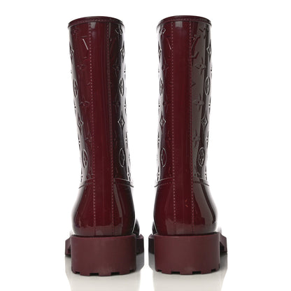 Louis Vuitton Rubber Embossed Monogram Drops Flat Half Boots 39 Burgundy 6 of 10
