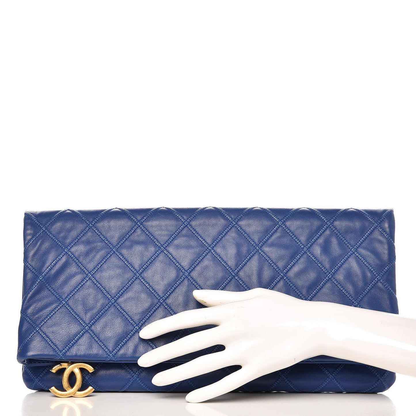 Calfskin Stitched CC Clutch Blue