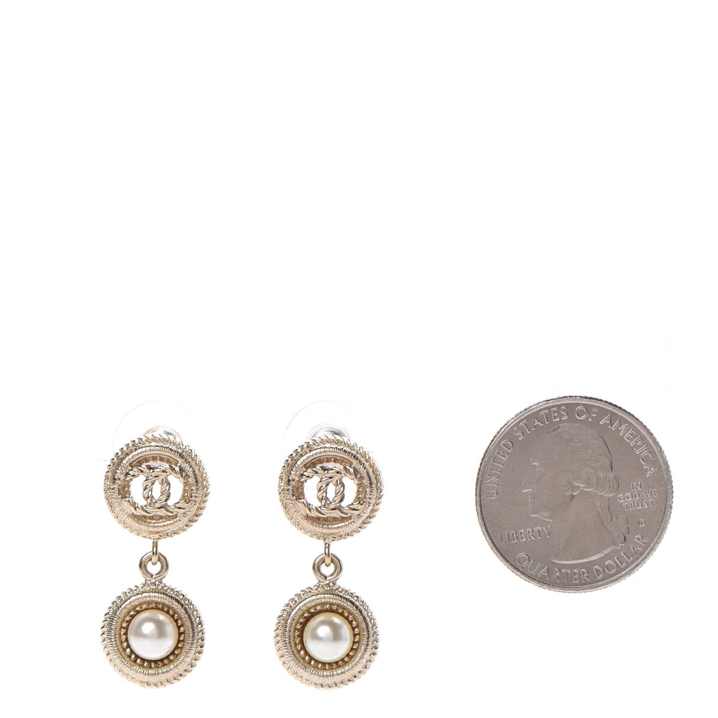 Pearl CC Drop Earrings Gold