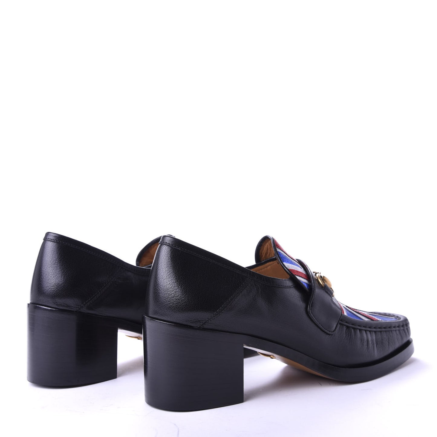 Lambskin Union Jack Horsebit Loafer Pumps 41.5 Black