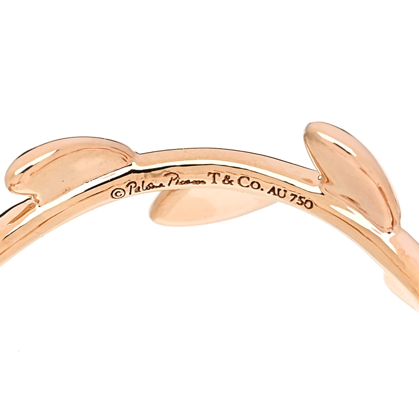 18K Rose Gold Narrow Paloma Picasso Olive Leaf Band Ring 49 4.75