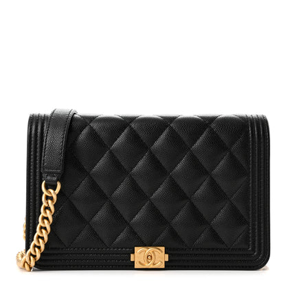 Chanel Caviar Quilted Boy Wallet On Chain WOC Black 1 of 11