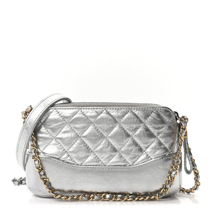 Chanel Metallic Lambskin Calfskin Quilted Small Gabrielle Clutch With Chain Silver 1 of 11