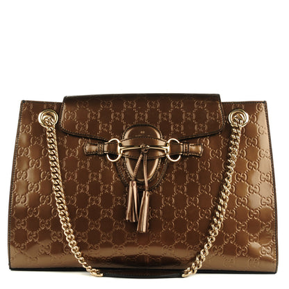 Gucci Shine Guccissima Large Emily Chain Shoulder Bag Acero 1 of 8