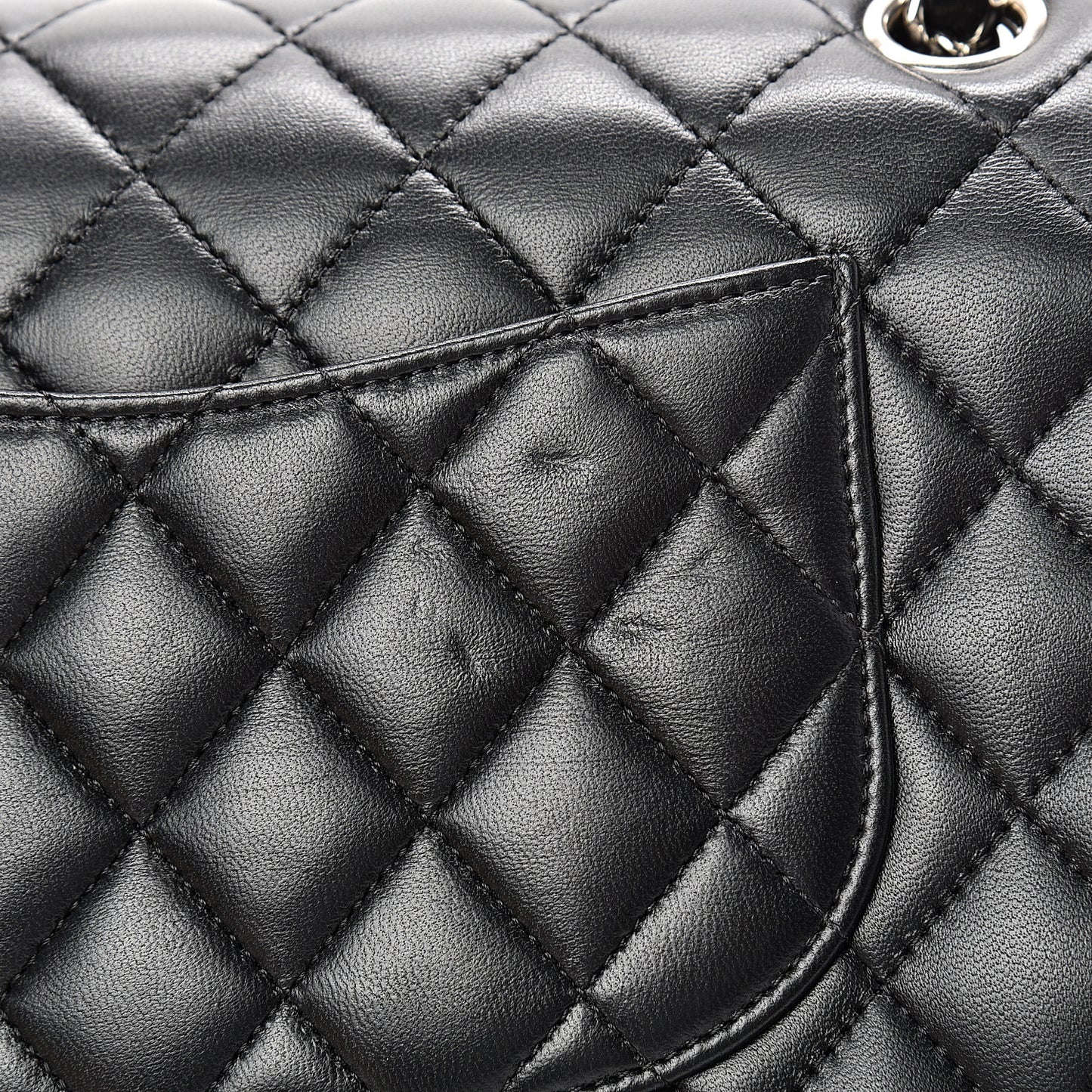 Lambskin Quilted Medium Double Flap Black