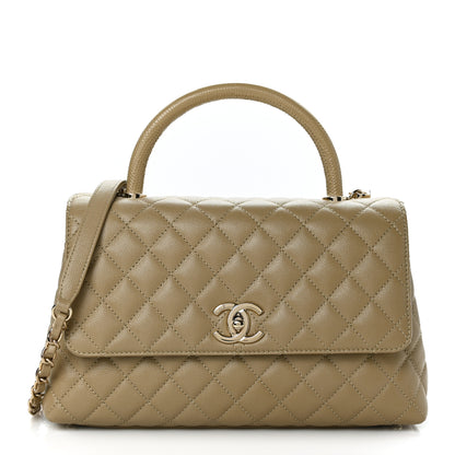 Chanel Caviar Lizard Embossed Quilted Small Coco Handle Flap Dark Beige 1 of 9
