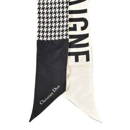 Christian Dior Silk 30 Montaigne Mitzah Scarf Black White 2 of 3