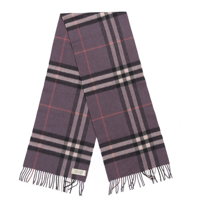 Burberry Cashmere Giant Check Fringe Scarf Purple 2 of 4