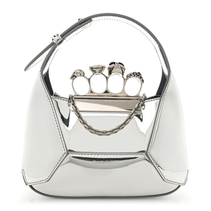 Alexander McQueen Metallic Jeweled Mini Hobo Bag Silver 1 of 10