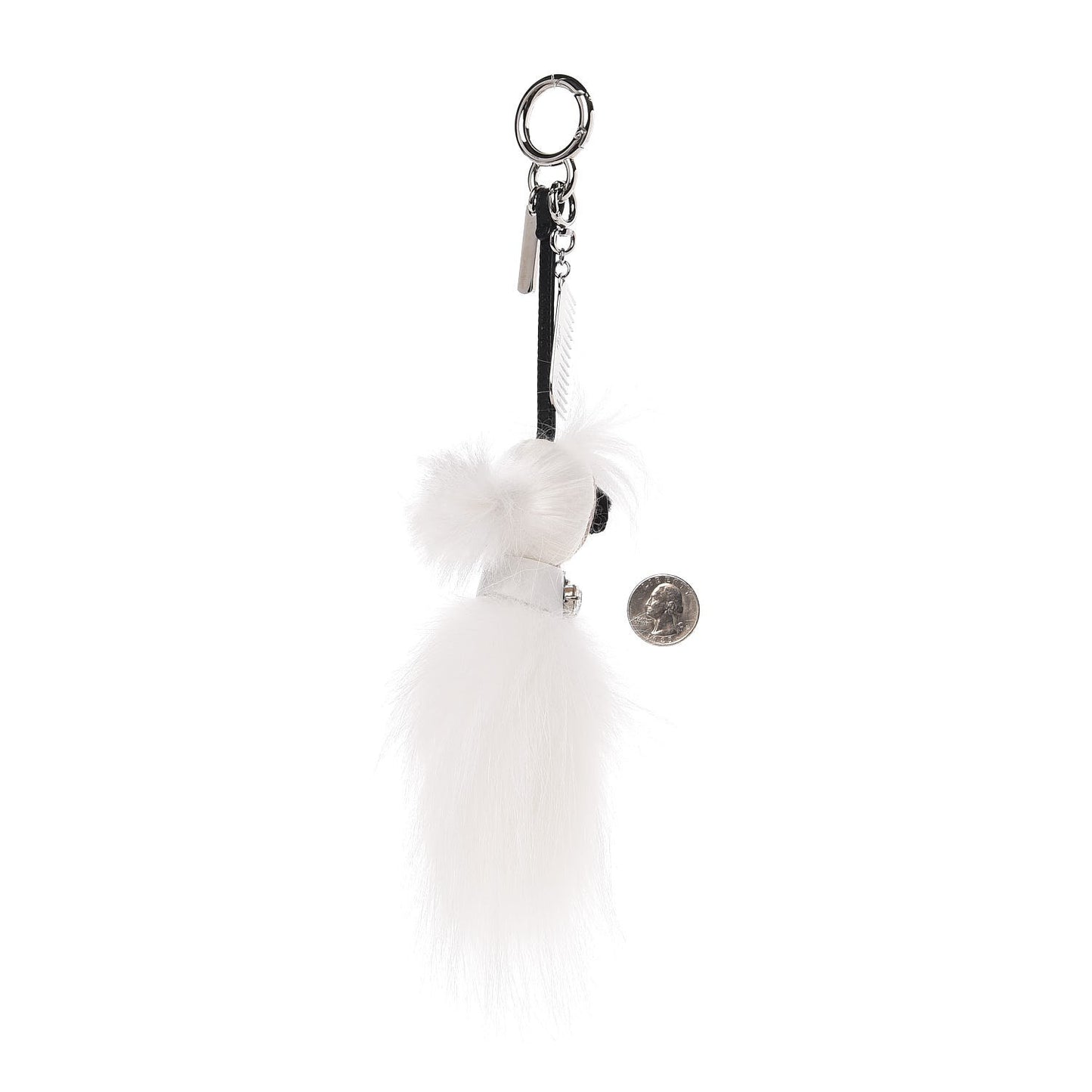 Fox Goat Mink Fur Nappa Crystal Studded Mini Karlito Tuxedo Bag Charm White Multicolor