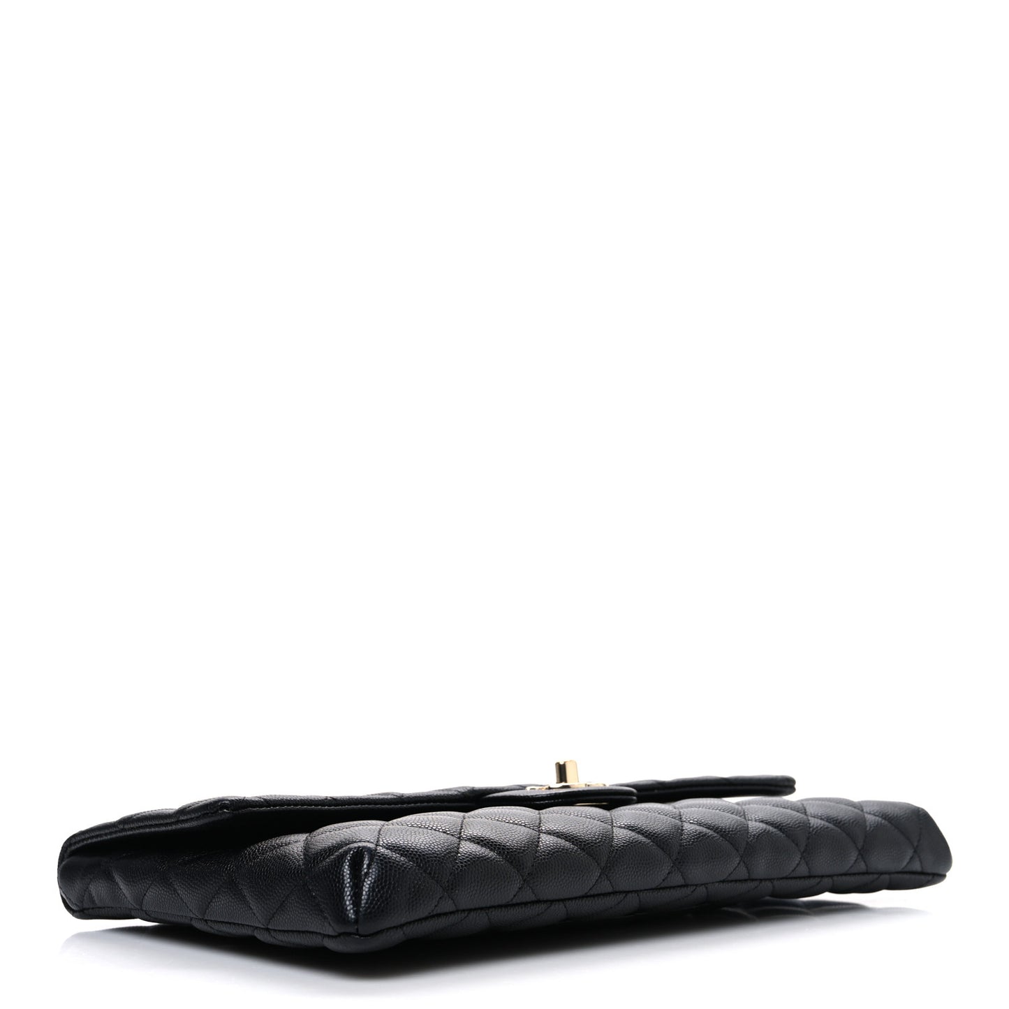 Caviar Quilted Flap Clutch Black