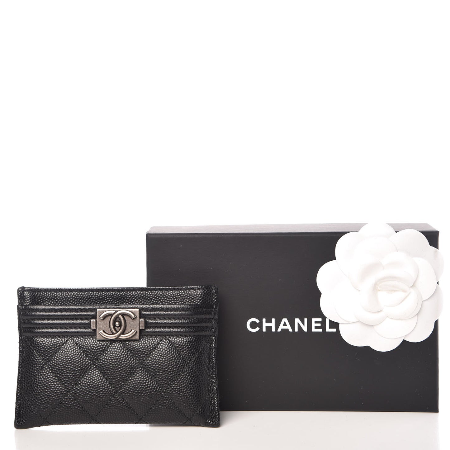 Caviar Quilted Boy Card Holder Black
