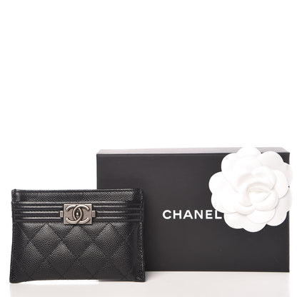 Chanel Caviar Quilted Boy Card Holder Black 9 of 9