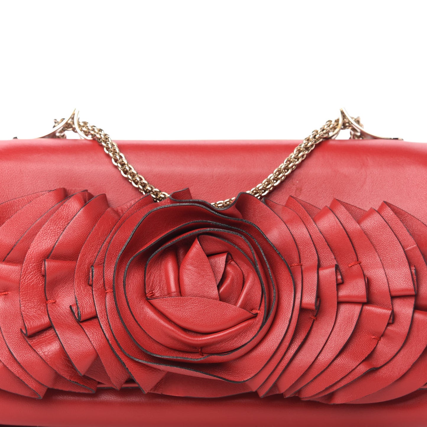 Nappa Petale Chain Shoulder Bag Red