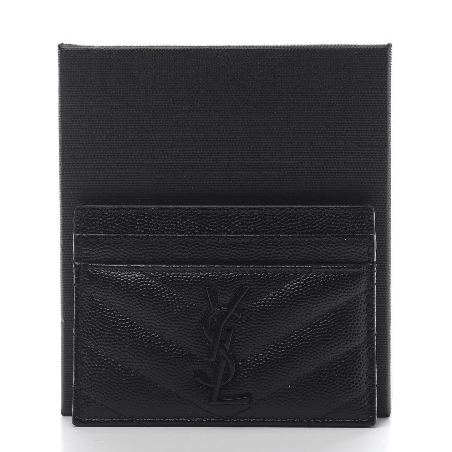 Grain De Poudre Matelasse Chevron Monogram Credit Card Case Black