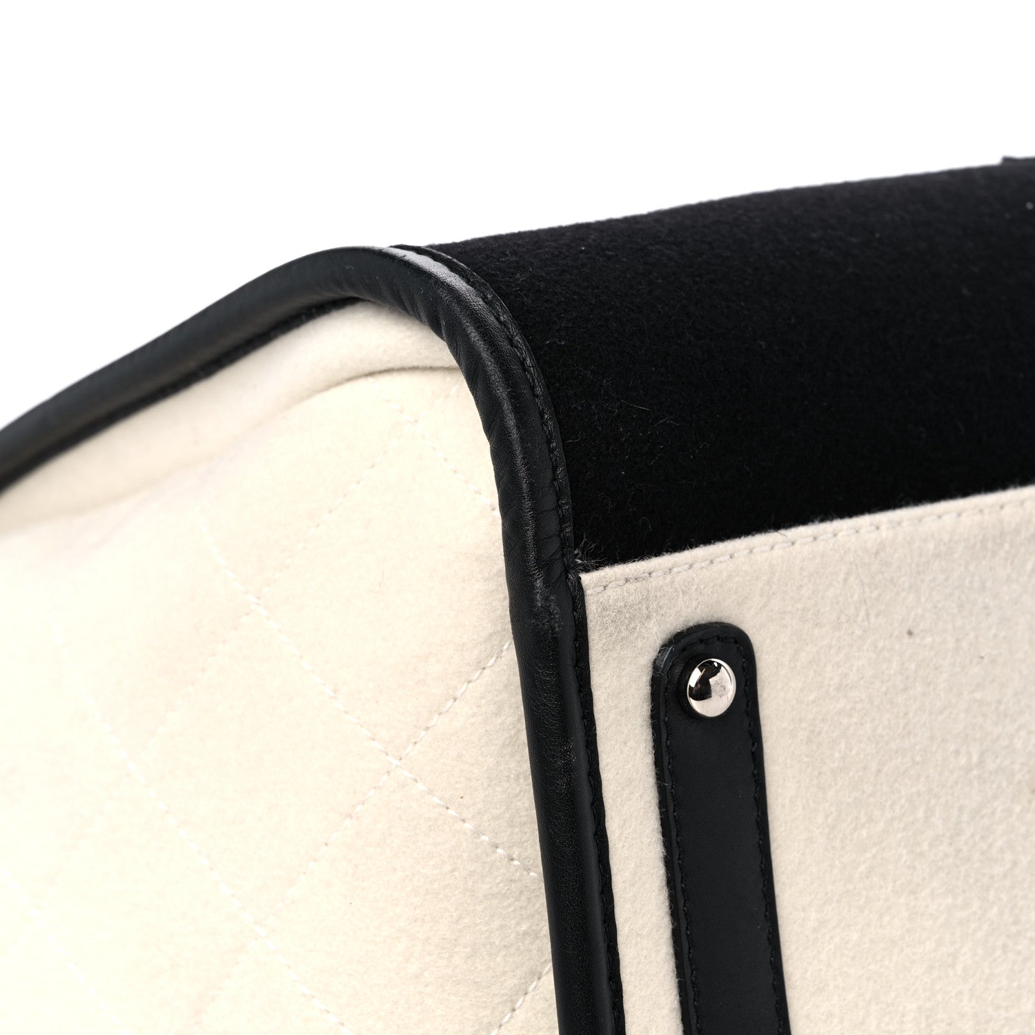 Chanel Wool Felt Calfskin Large Deauville Tote Black White 7 of 14