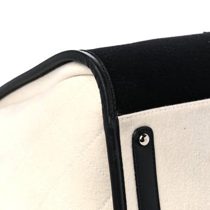 Chanel Wool Felt Calfskin Large Deauville Tote Black White 7 of 14