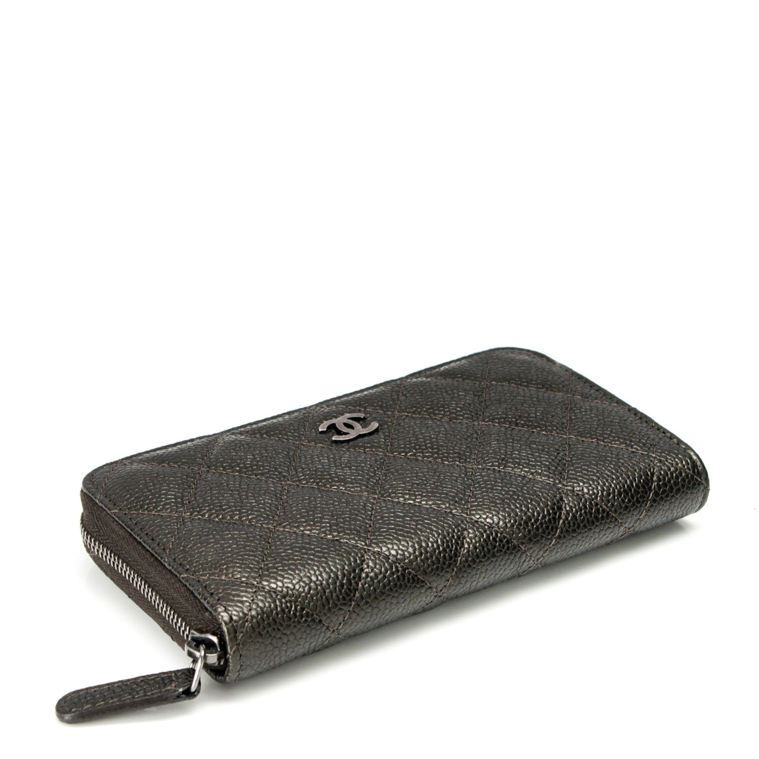 Chanel Metallic Caviar Quilted Small Zip Around Wallet Bronze 4 of 8