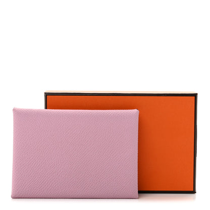 Hermes Epsom Calvi Duo Card Case Mauve Sylvestre 8 of 8