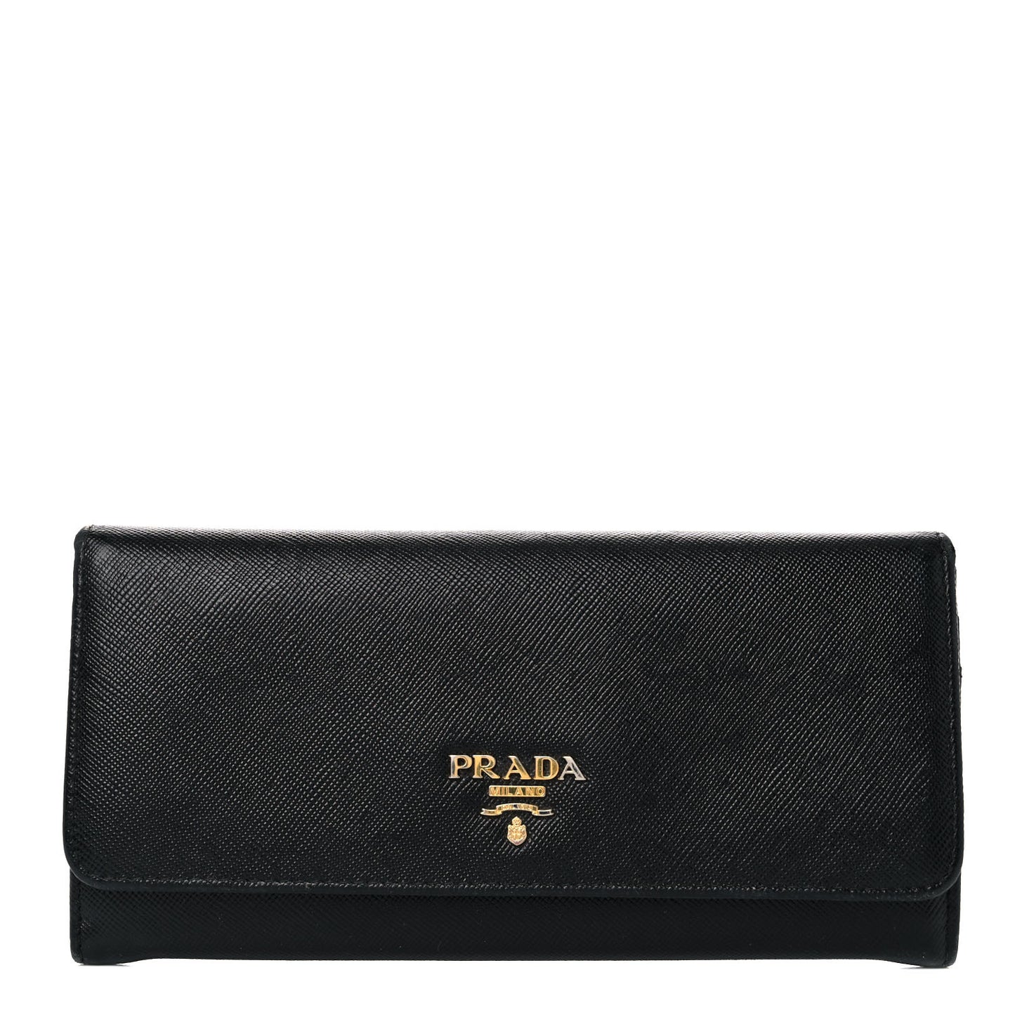 Saffiano Metal Continental Flap Wallet Black