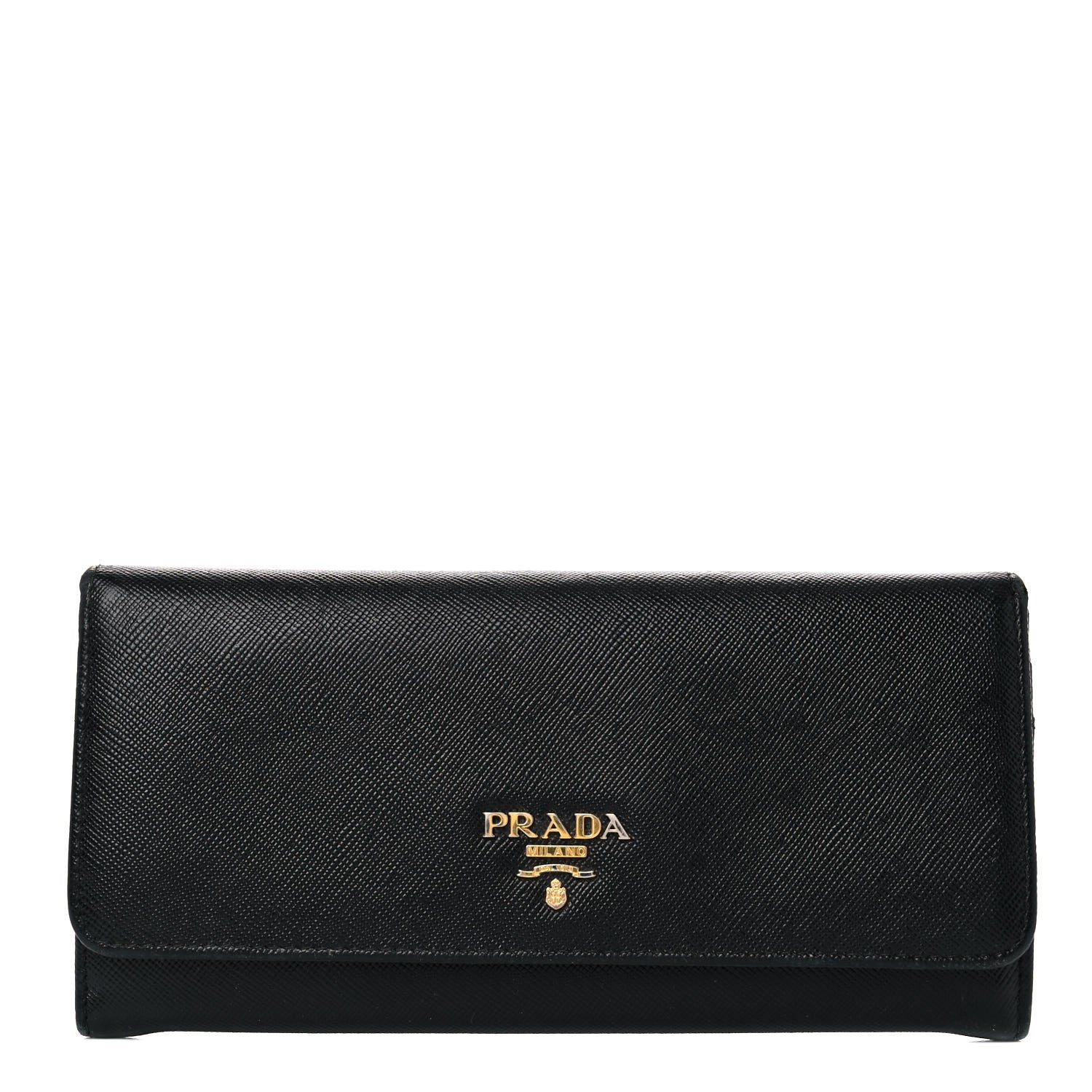 Prada Saffiano Metal Continental Flap Wallet Black 1 of 21
