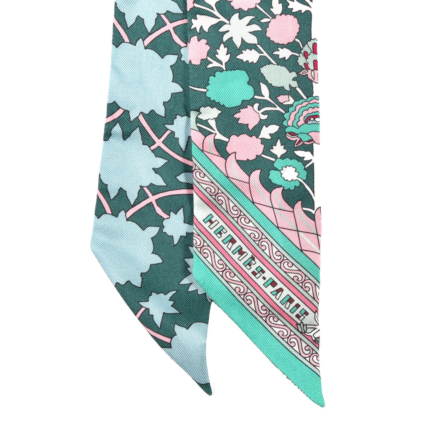 Hermes Silk Tapis Persans Twilly Lagon Vert Rose 2 of 4