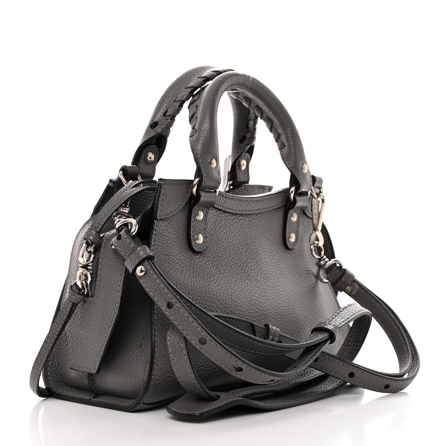 Balenciaga Grained Calfskin Neo Classic Silver Hardware Mini City Dark Grey 2 of 9