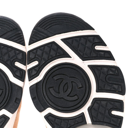 Chanel Nylon Lambskin Suede Calfskin CC Sneakers 38 Pink White Black 7 of 11