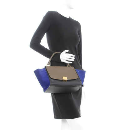 Celine Smooth Calfskin Suede Small Tri-Color Trapeze Indigo 3 of 13