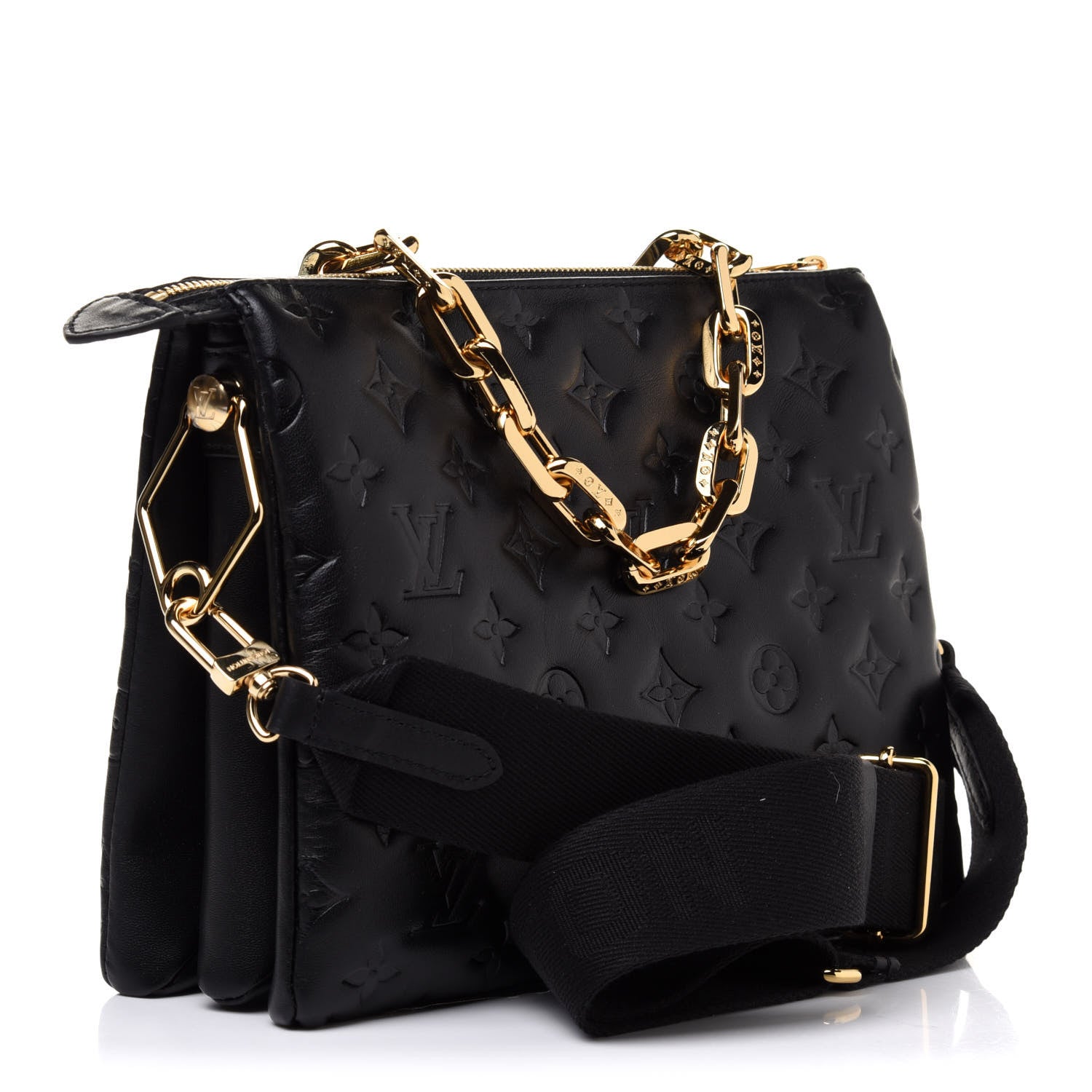 Louis Vuitton Lambskin Embossed Monogram Coussin PM Black 3 of 10