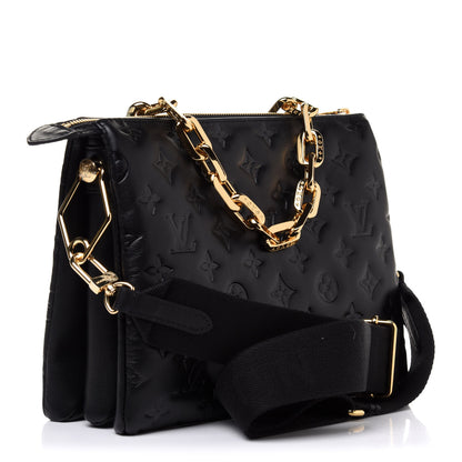 Louis Vuitton Lambskin Embossed Monogram Coussin PM Black 3 of 10