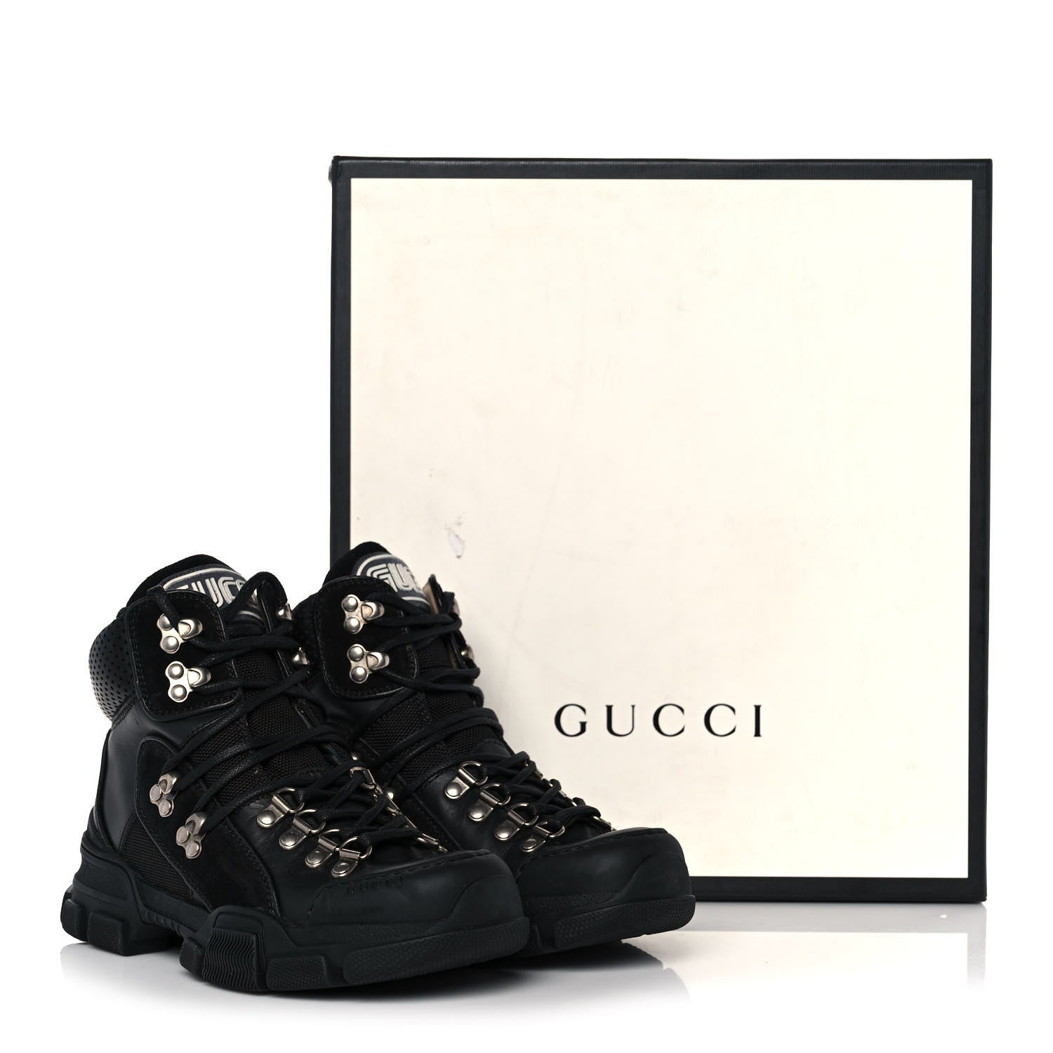 Gucci X SEGA Calfskin Suede Technical Canvas Womens Flashtrek High-Top Sneakers 35 Black 9 of 9