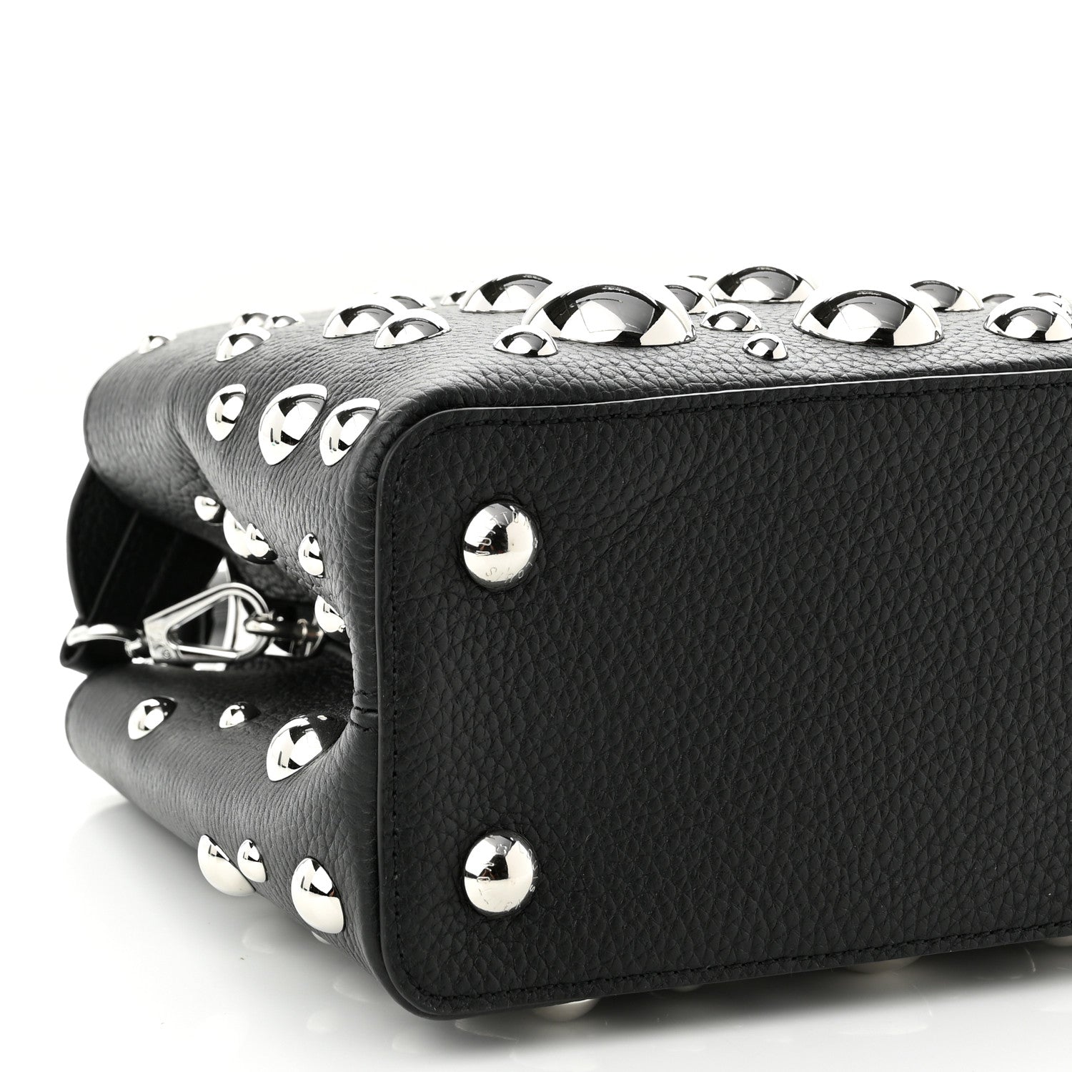 Louis Vuitton LV X YK Taurillon Brass Metal Dots Capucine MM Black 8 of 9