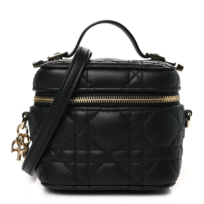 Christian Dior Lambskin Cannage Micro Lady Dior Vanity Case Black 1 of 9