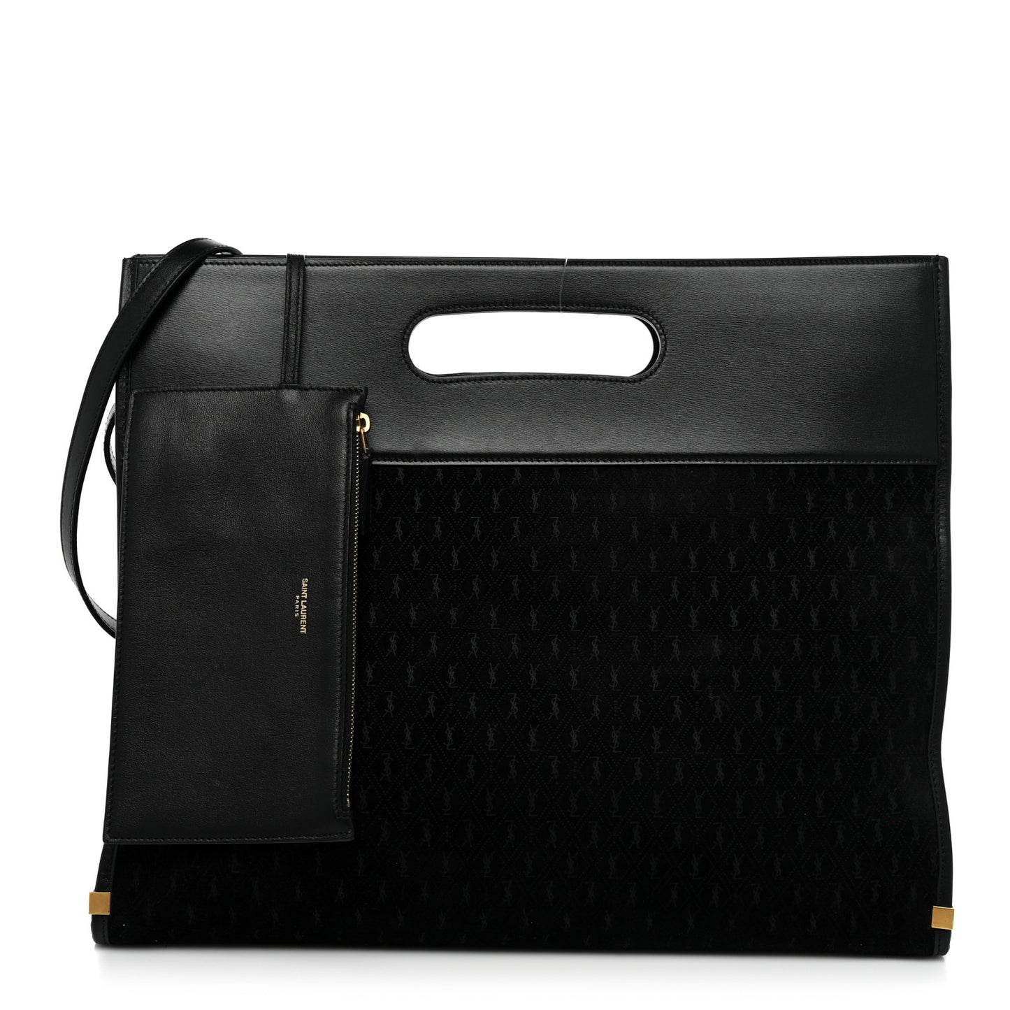 Suede All-Over Monogram Convertible Tote Black