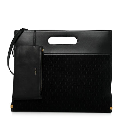Saint Laurent Suede All-Over Monogram Convertible Tote Black 1 of 15
