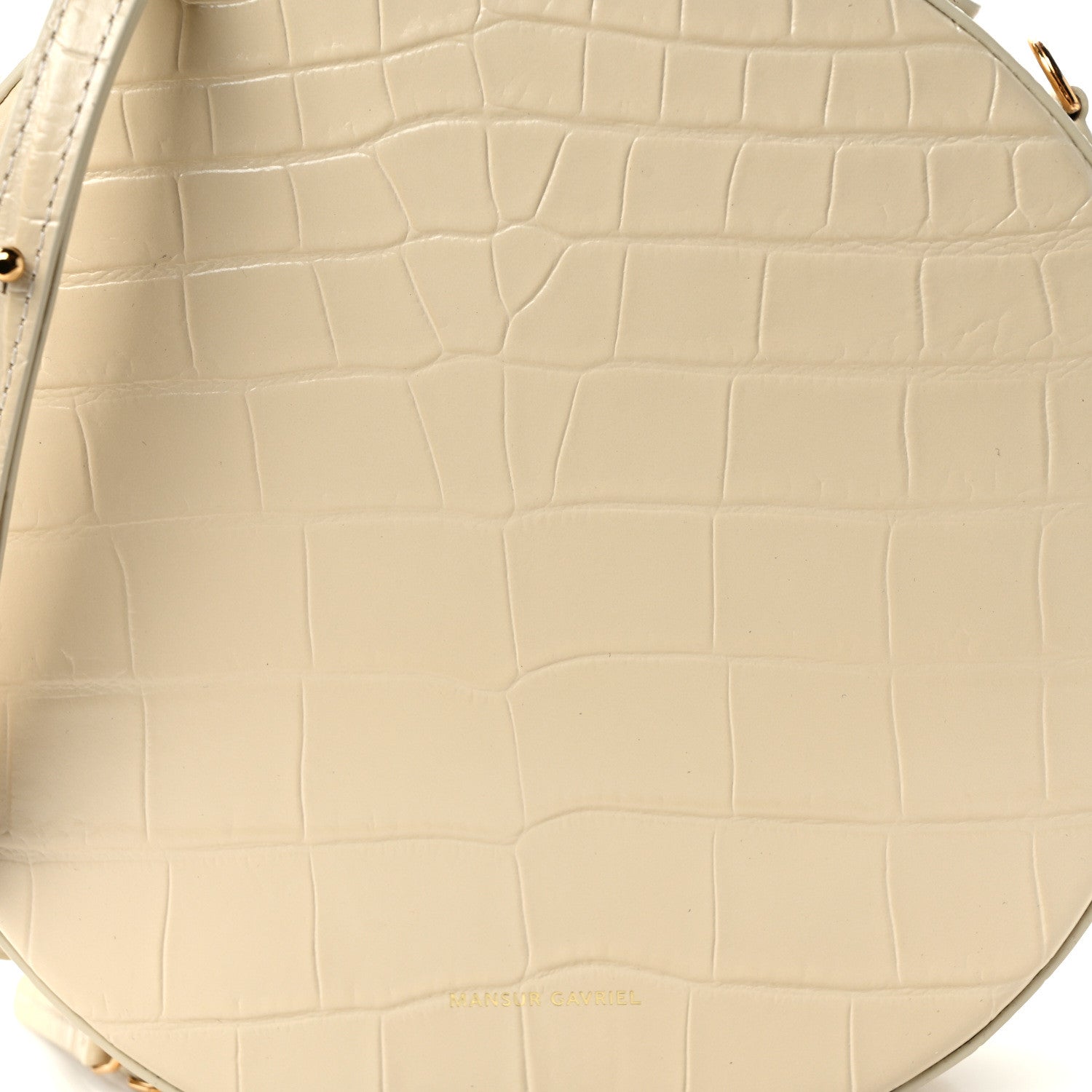 Mansur Gavriel MANSUR GAVRIEL Calfskin Crocodile Embossed Circle Crossbody Bag Dune 7 of 10