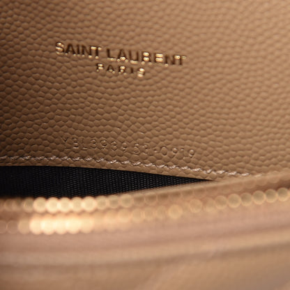 Saint Laurent Grain De Poudre Matelasse Chevron Monogram Envelope Chain Wallet Dark Latte 10 of 12