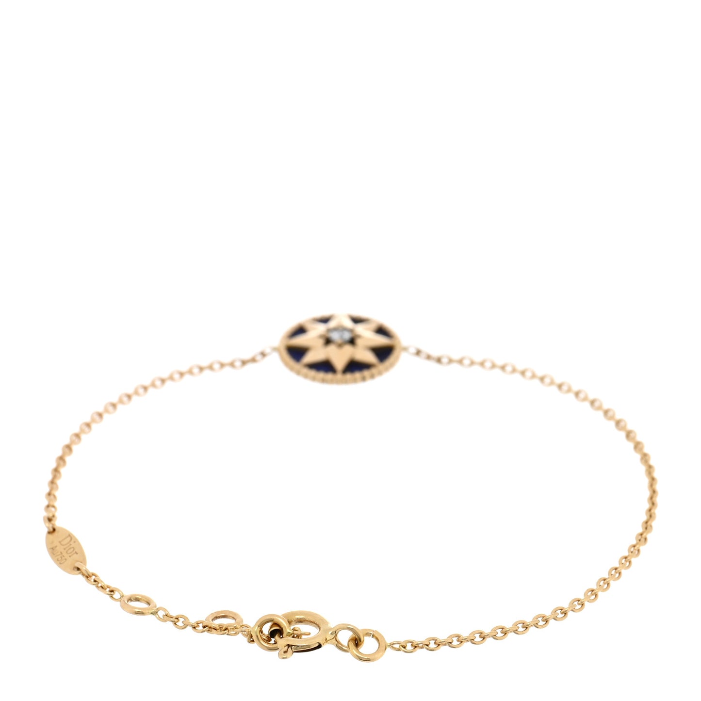 18K Yellow Gold Lapis Lazuli Diamond Rose Des Vents Bracelet