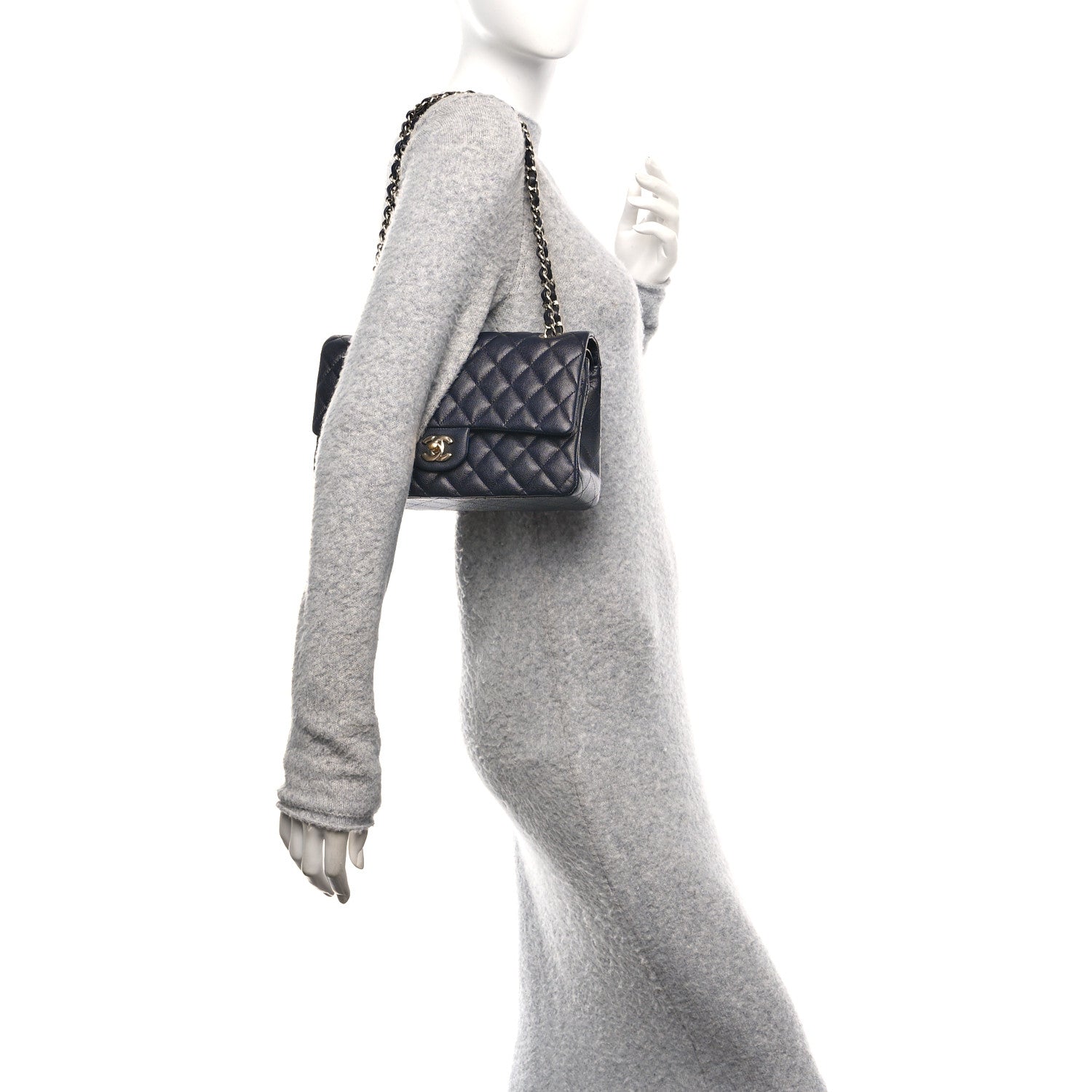 Chanel Caviar Quilted Medium Double Flap Navy 3 of 21