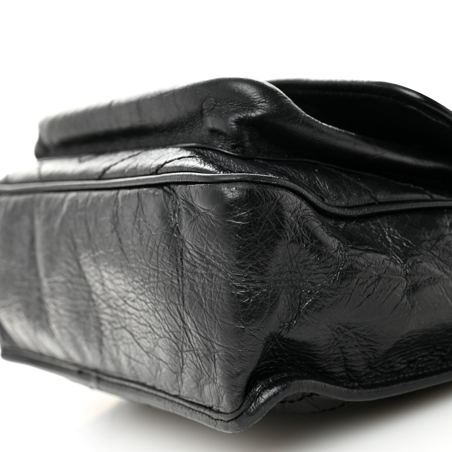 Crinkled Calfskin Matelasse Monogram Medium Niki Chain Satchel Black