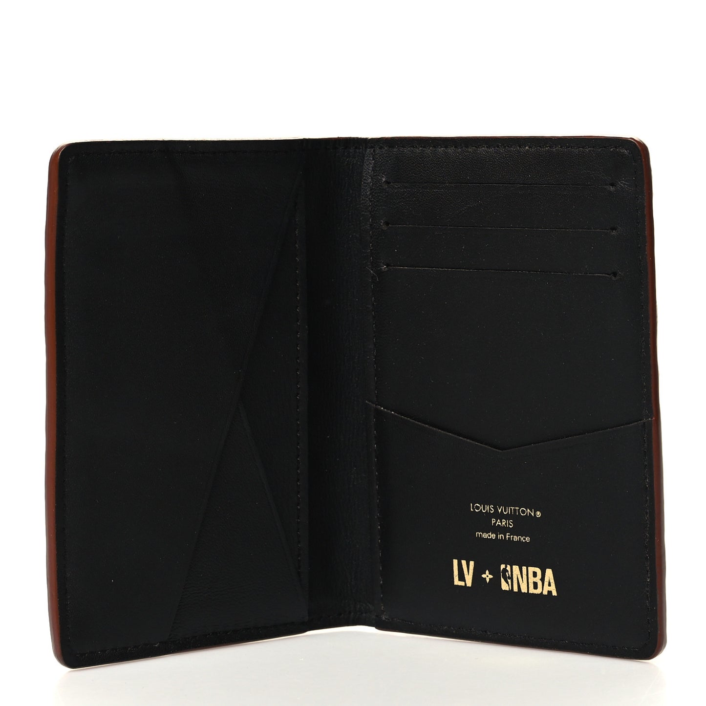 X NBA Grained Calfskin Monogram Pocket Organizer Brick Orange