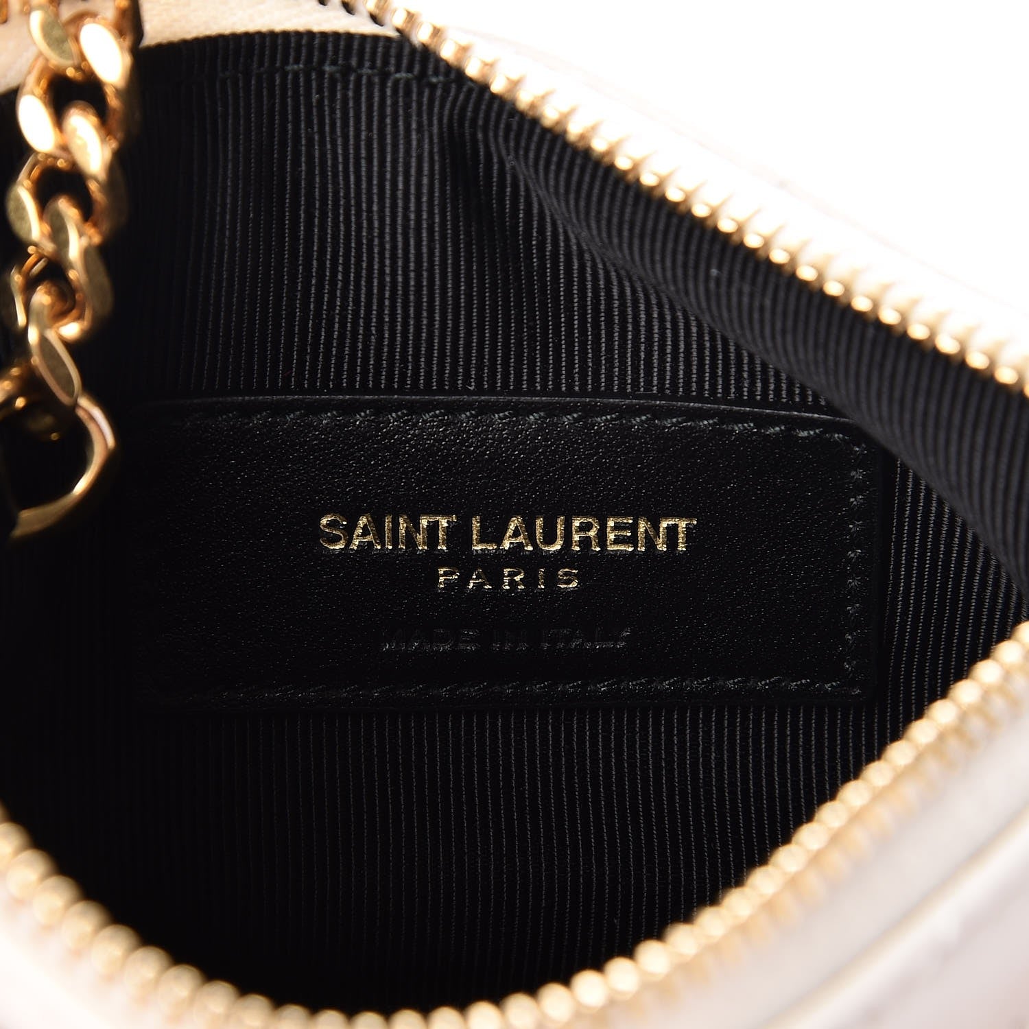 Saint Laurent Calfskin Matelasse Monogram Key Pouch Porcellana 6 of 8