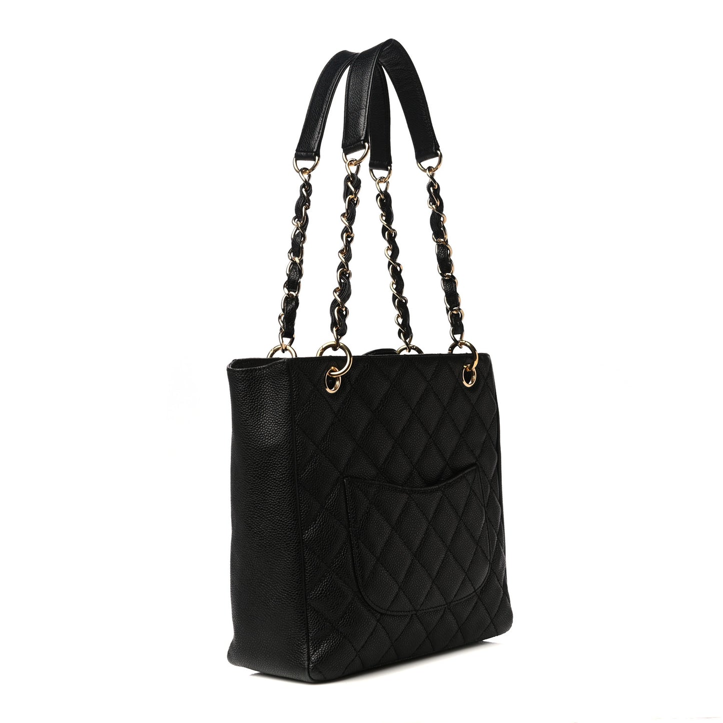 Caviar Quilted Petit Shopping Tote PST Black