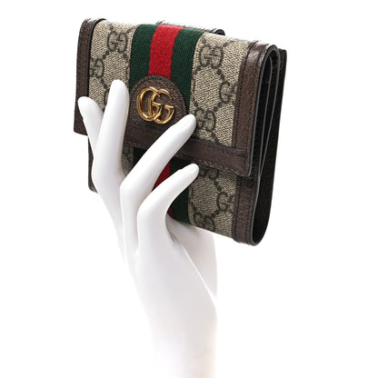 Gucci GG Supreme Monogram Web Ophidia French Flap Wallet Beige New Acero 2 of 7