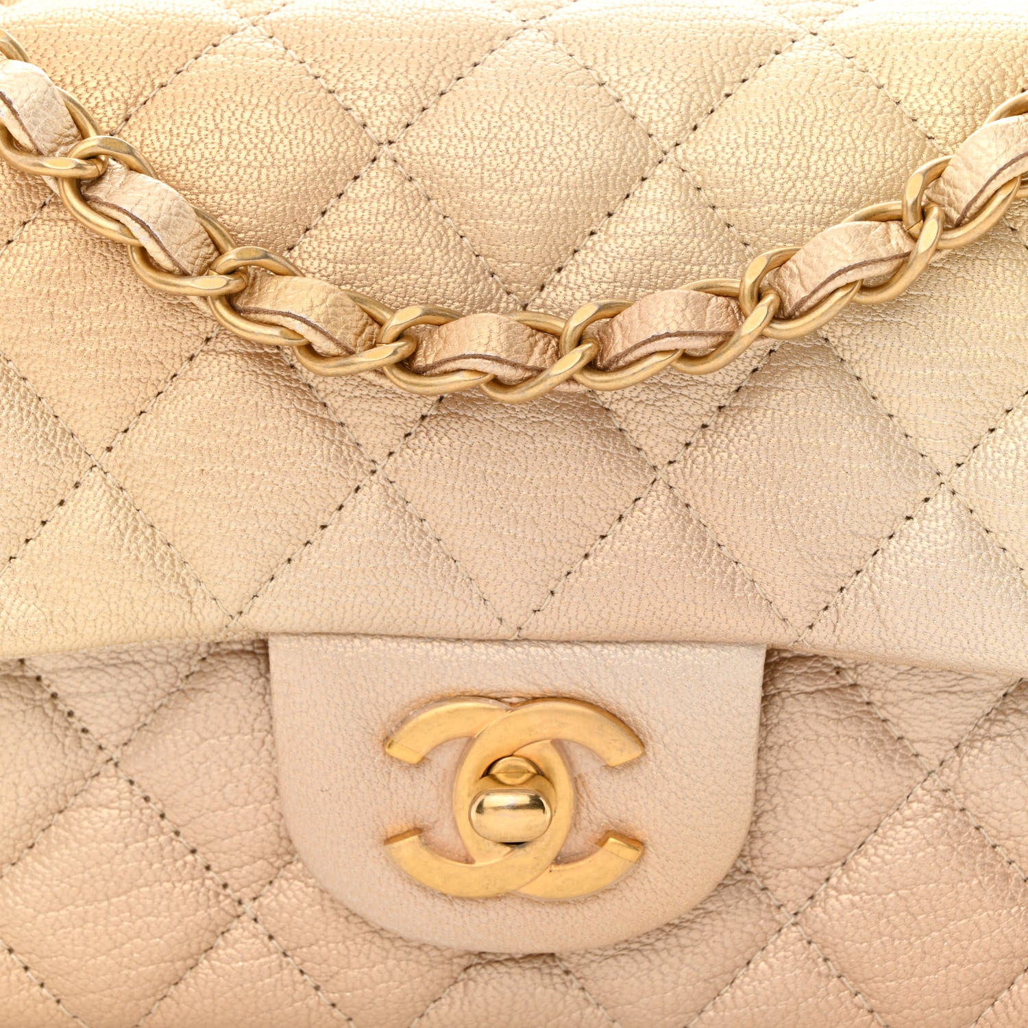 Chanel Metallic Goatskin Quilted Mini Rectangular Flap Gold 8 of 11